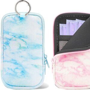 2 Zippered Pouch with Snap Hook Great for Makeup Ear pods Tampons, money